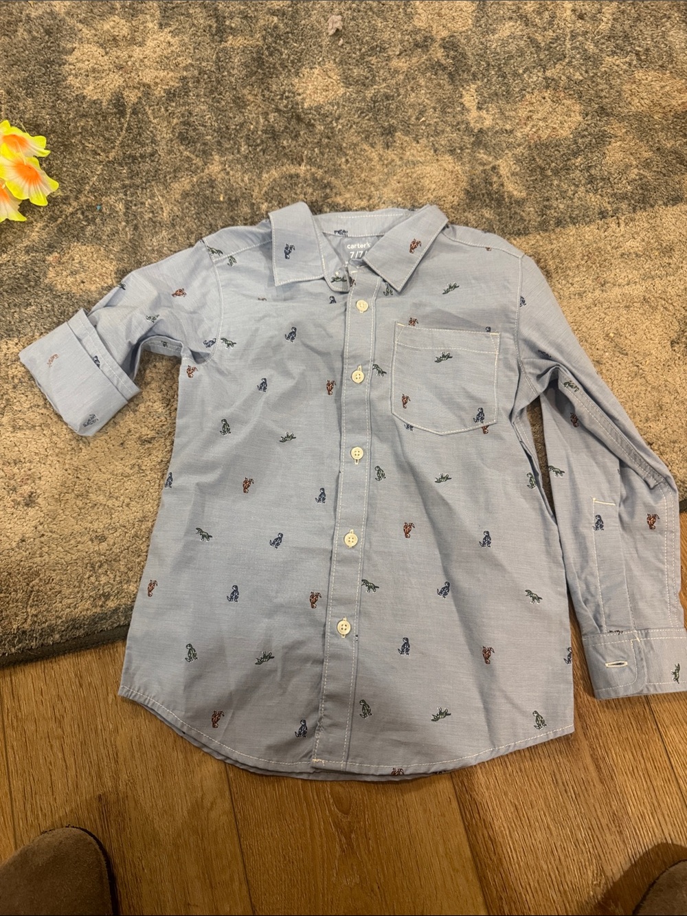 Light Blue Button-Down Shirt for Kids with Tiny Dino Print Children’s Place